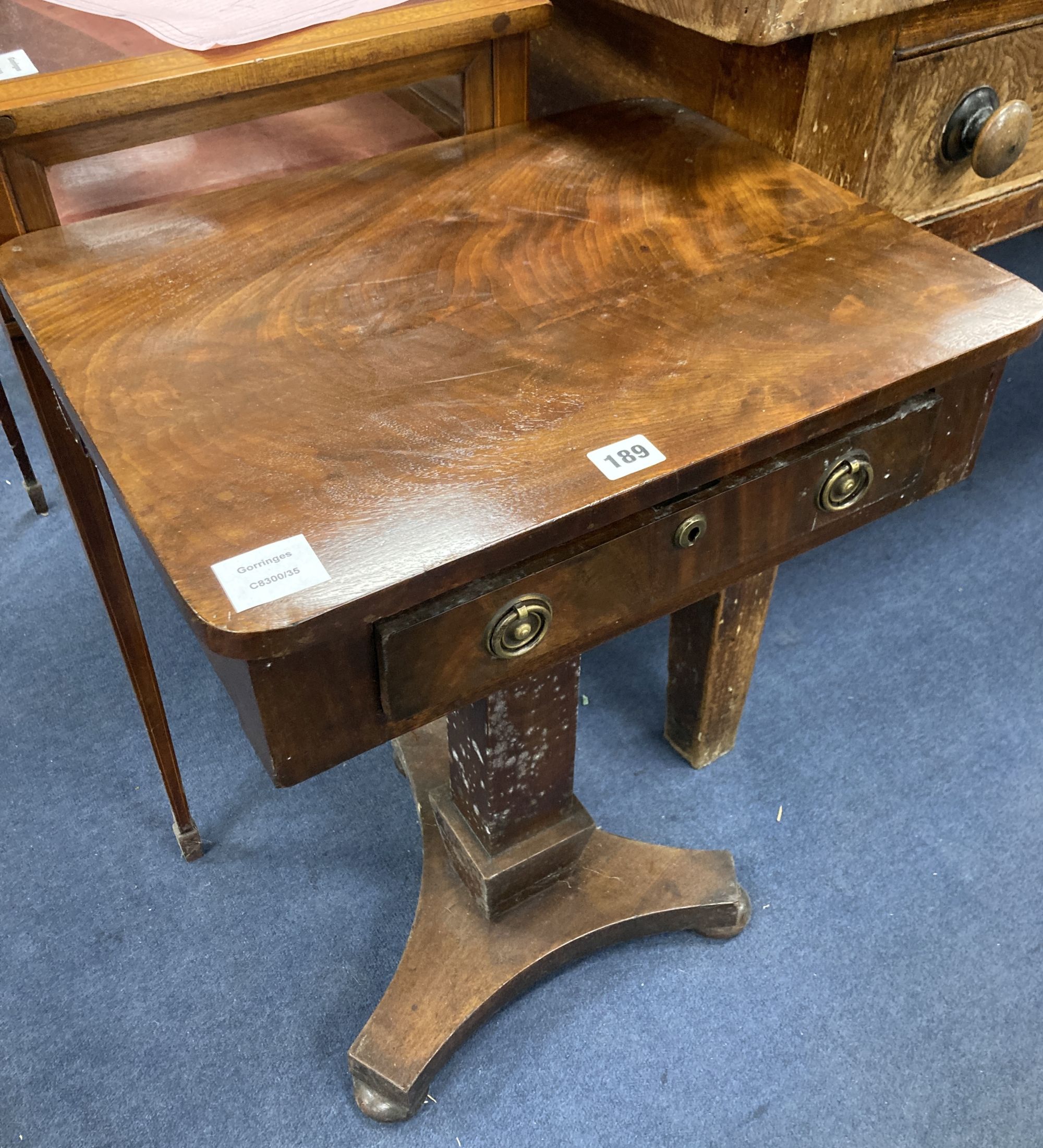 A Victorian mahogany occasional table, width 49cm depth 38cm height 68cm